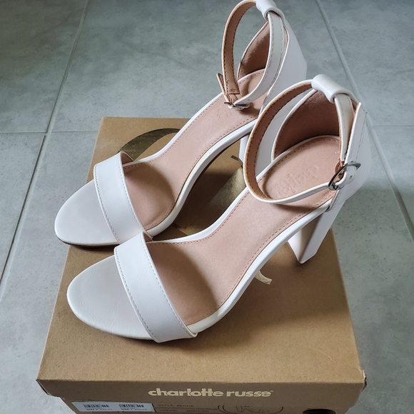 Charlotte Russe Shoes - CR becca white faux leather ankle strap heels NWB